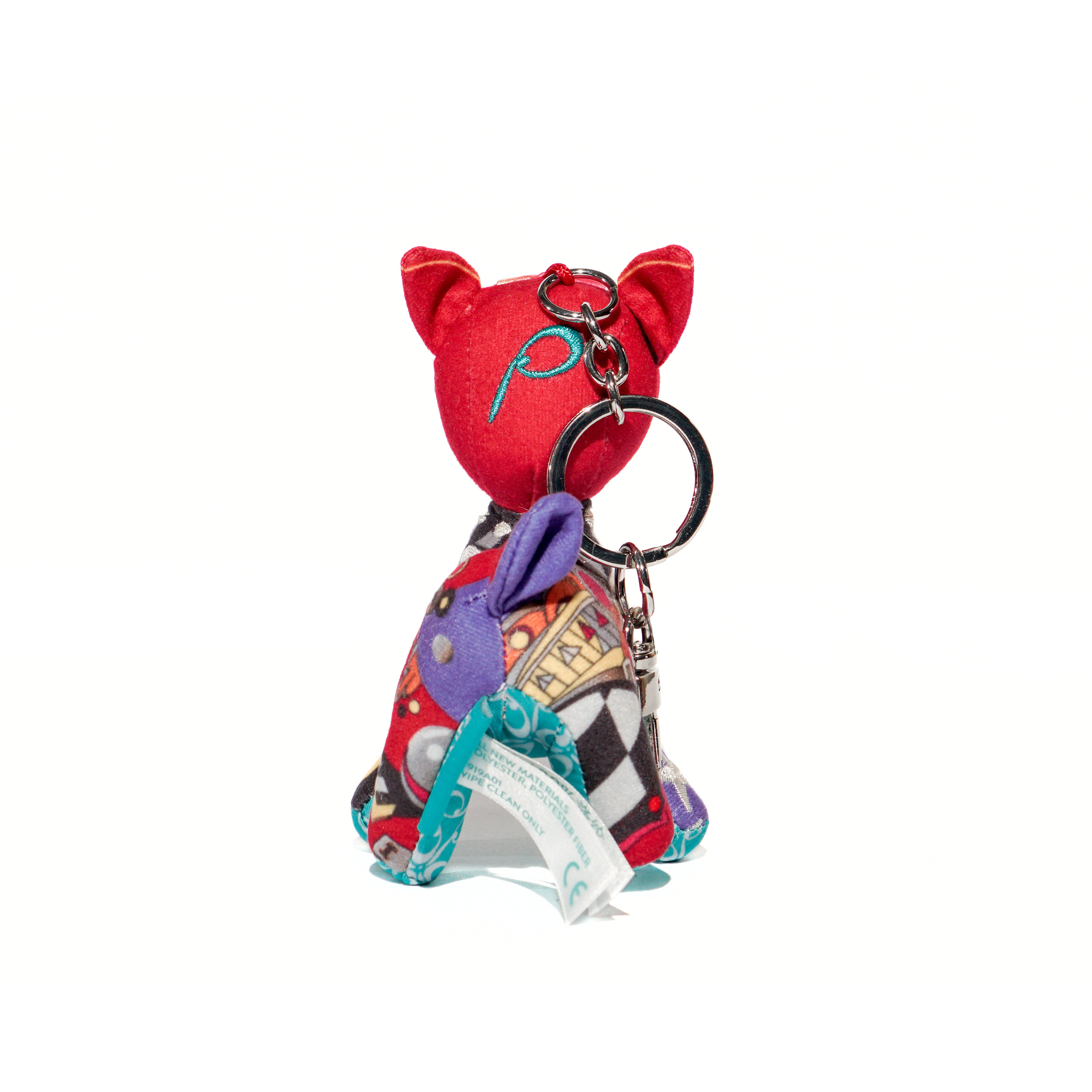 Colorful deer-shaped keychain with a white background