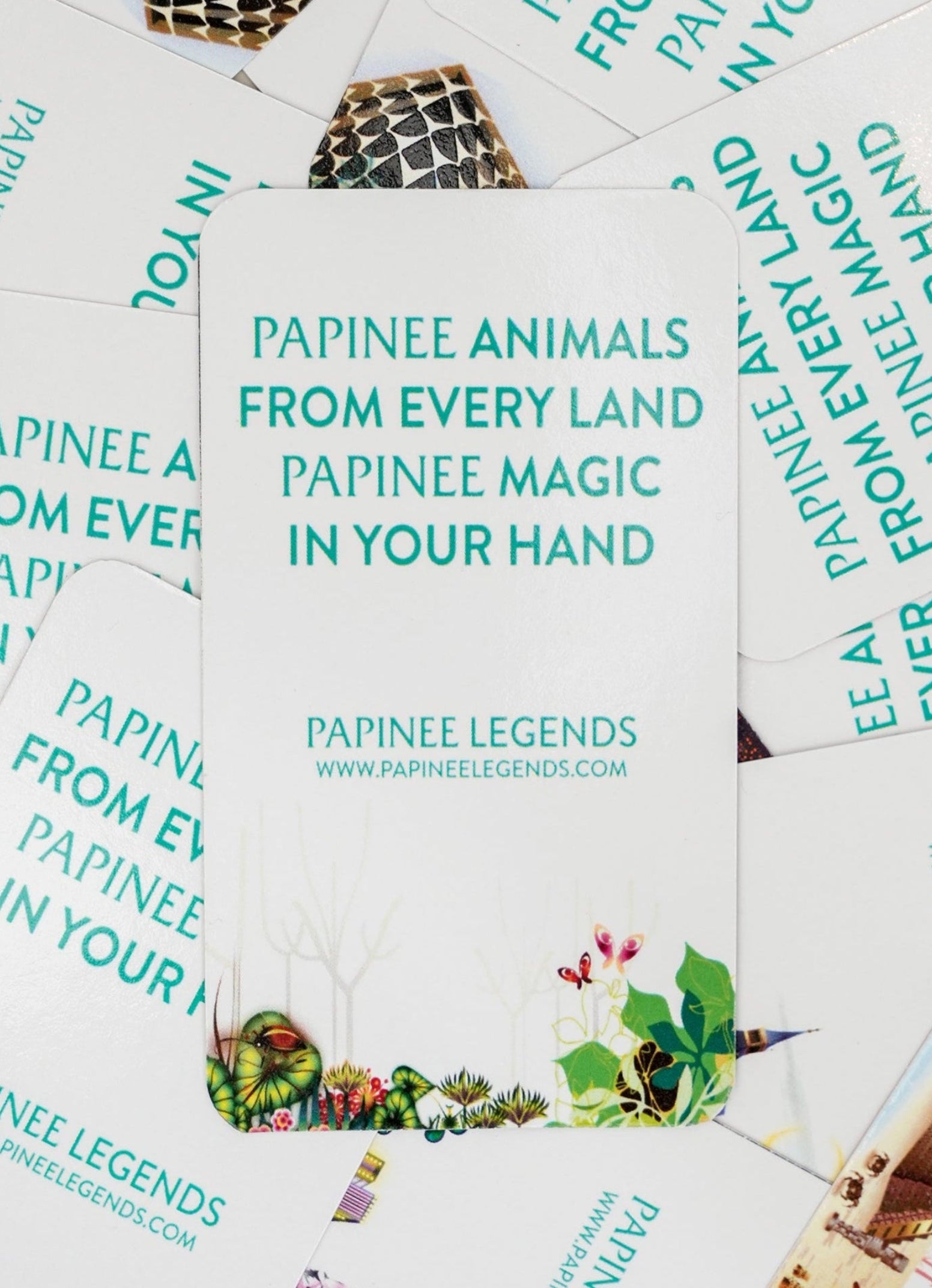 Papinee Legends product packaging with branding and product images on a white background