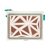 Pouch with geometric pattern on a white background